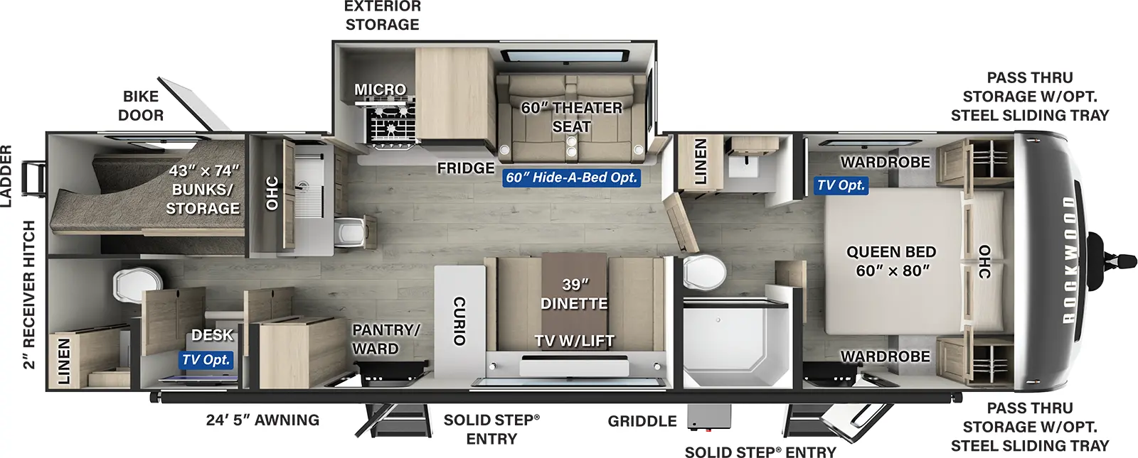 Rockwood Ultra Lite Travel Trailers 2918BH Floorplan